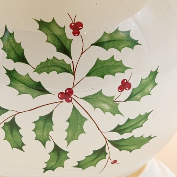 Lenox Holiday Candle Lamp Holly Berry Tealight Votive w/ Shade Original Box - Picture 9 of 10